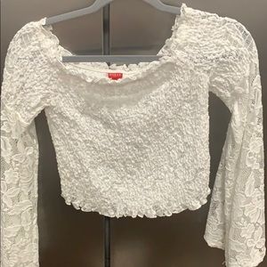 Fan Sleeve See-through Shirt